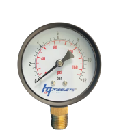 Manometers in zwart gecoate stalen kast 50mm